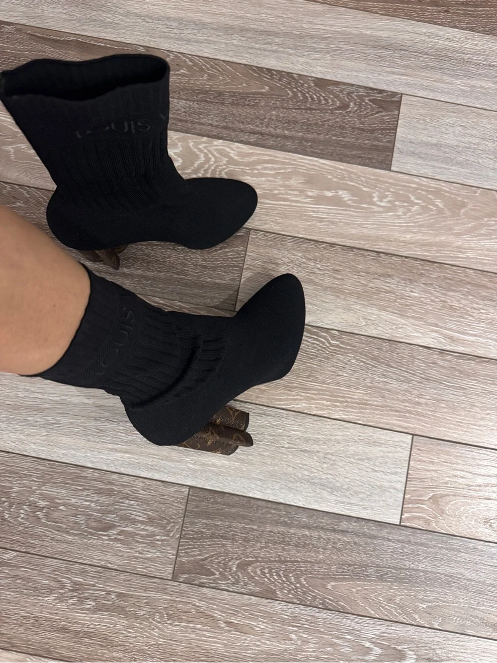 Louis Vuitton Black Knit Silhouette Ankle Boots